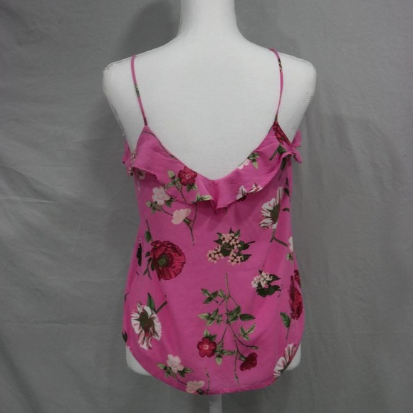 Old Navy S Pink w/ Floral Pattern Swing Cami w/ ruffle embelishment on neckline - Picture 3 of 3